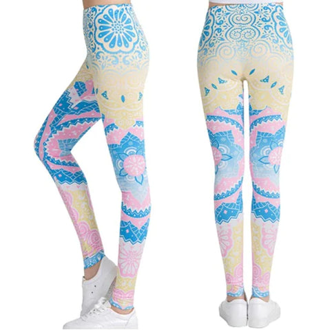 Printed Leggings, Slim Fit Pants, Yoga Pants