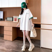 Patchwork Print Oversized Women's Casual T-Shirts