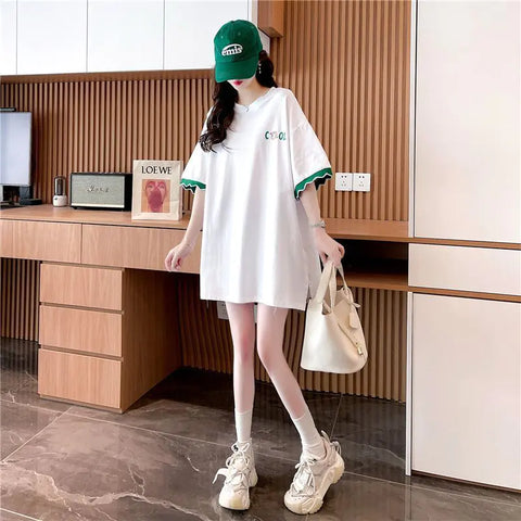 Patchwork Print Oversized Women's Casual T-Shirts