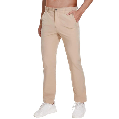 M MOTEEPI Mens Fashion Golf Pants Stretch Slim Fit Casual Pants Work Athletic Dress Pants with Pockets Trouser Khaki