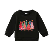 ADXSUN Toddler Girl Christmas Sweatshirt Christmas Tree/Merry Christmas Pullover Top Winter Clothes Black