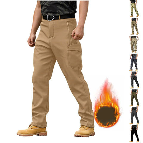 Fleece Lined Work Pants for Men Waterproof Warm Cargo Pants with Pockets Baggy Cargo Tactical Pants Ski Snow Pants Stretch Cargo Pants Mens Travel Pants Chino Pants Waterproof Pants Fleece Lined Pants