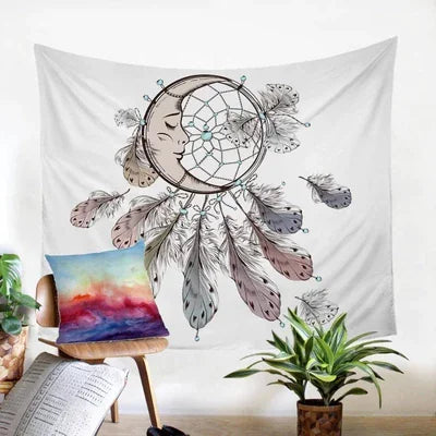 Home Decor Tapestry with Moon Face Design