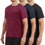 3 Pack Workout Mens Shirts - Dry Fit Causal Moisture Wicking Work Gym Athletic Short Sleeve for Basketball Running