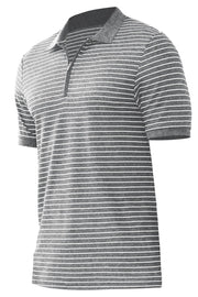 ZTN Mens Zipper Polo Shirts Short Sleeve Dry Fit Performance Moisture Wicking Golf Shirts Striped Casual Polos Grey 2XL